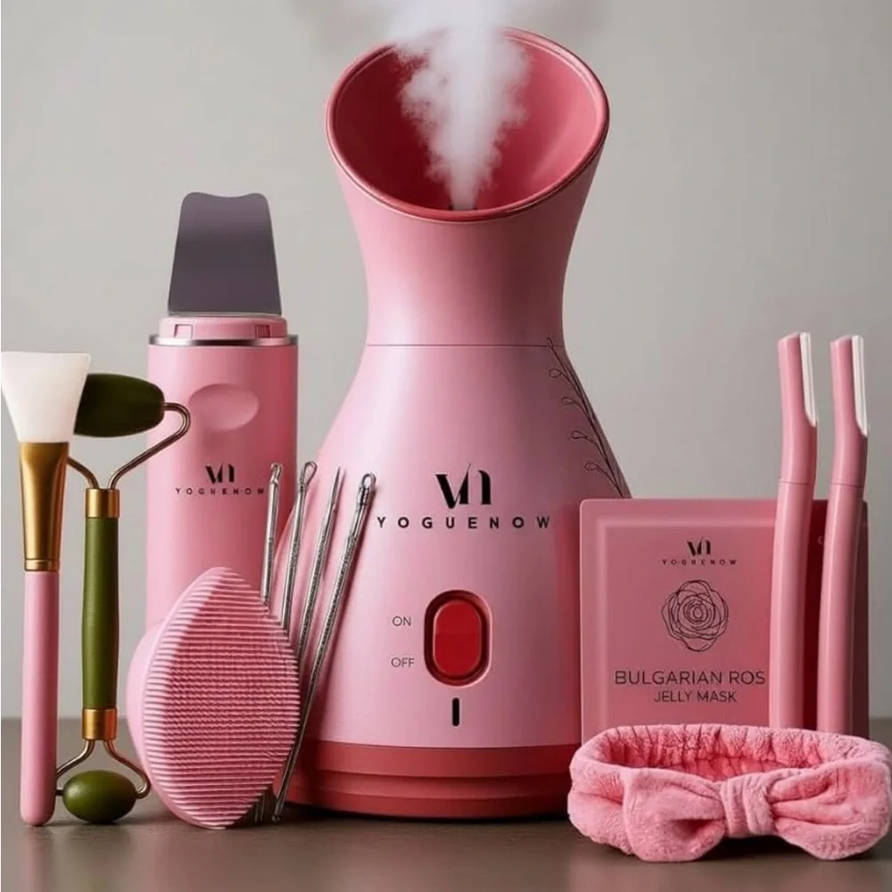WOMANS PINK BEAUTY SKIN CARE FACIAL STEAMER STEAMING Face Mask Set NEW